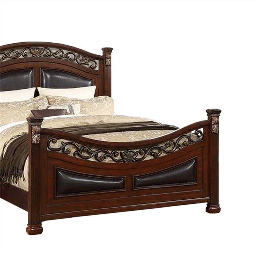 California King Bed with Arched Headboard and Curved Footboard A536