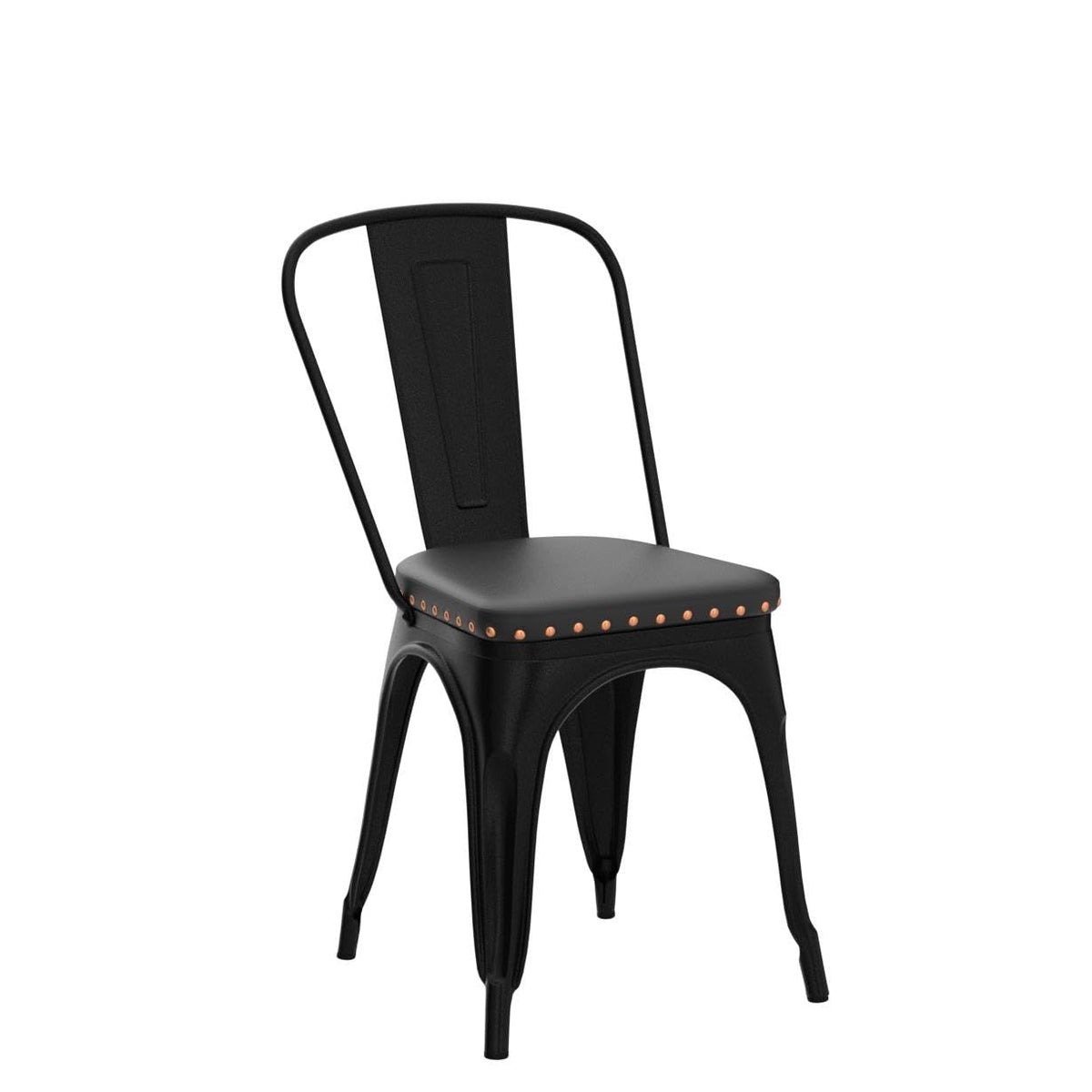 Black Cushioned Metal Dining Chairs Set of 4 V64802