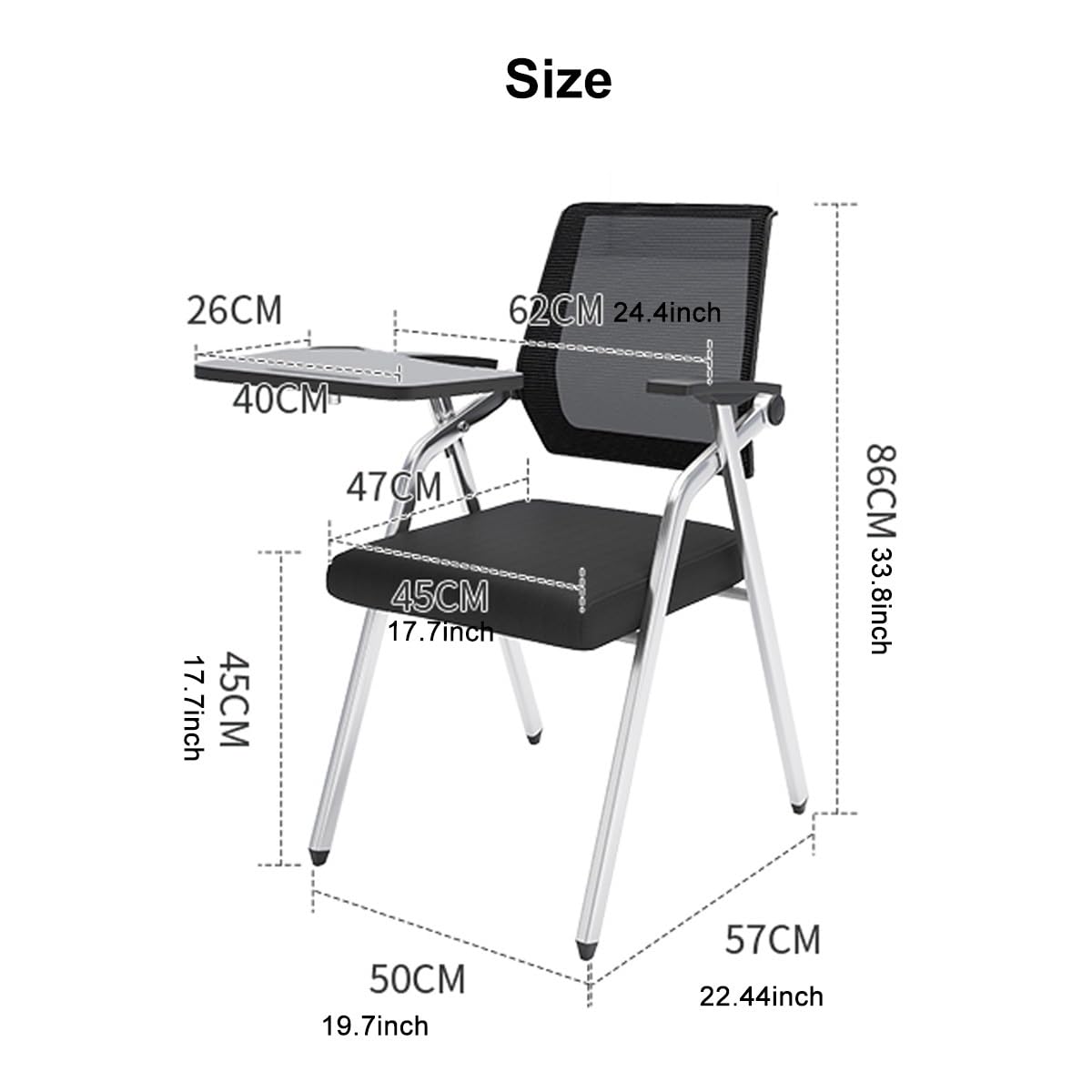 Orange Mesh Stacking Chair with Desk E7516