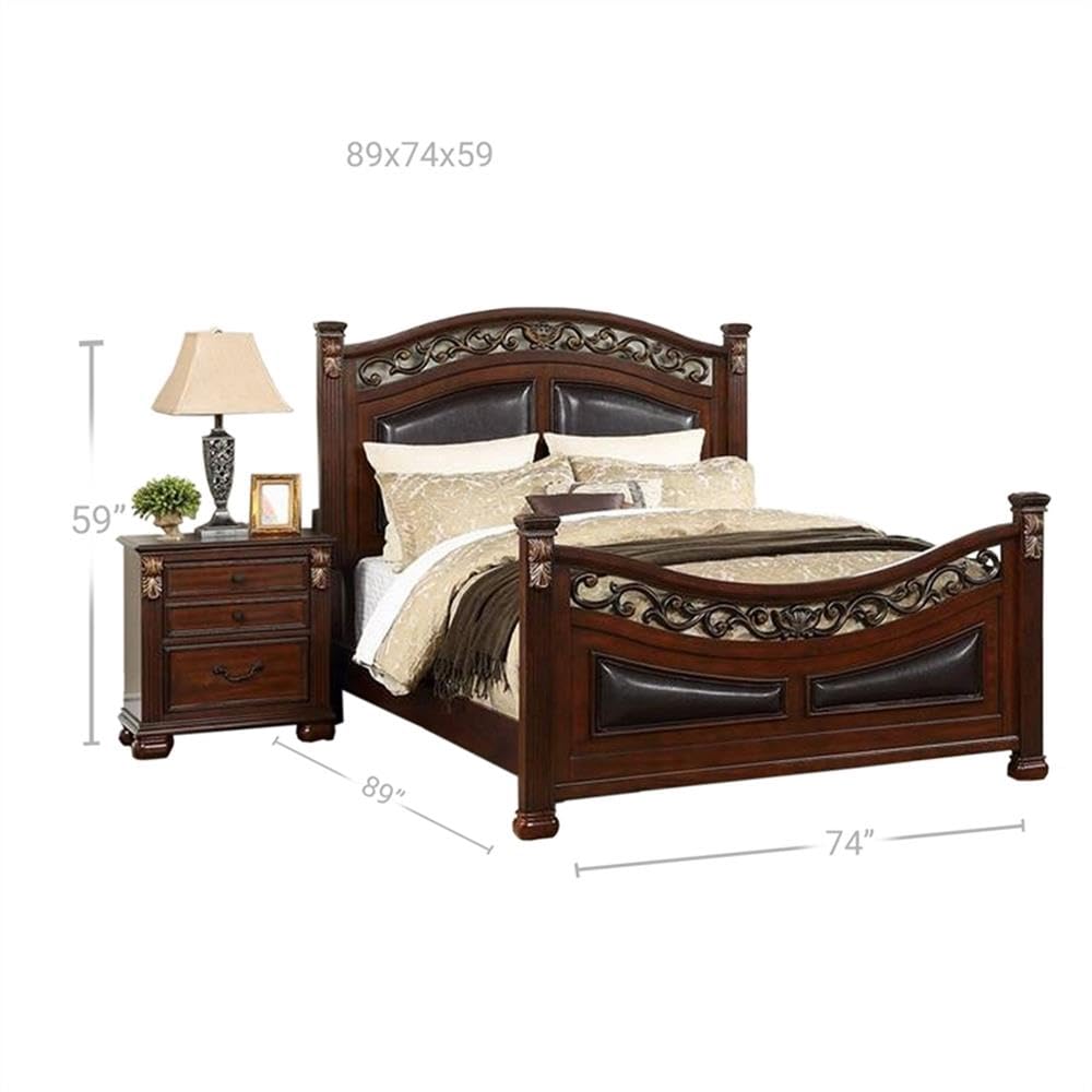 California King Bed with Arched Headboard and Curved Footboard A536