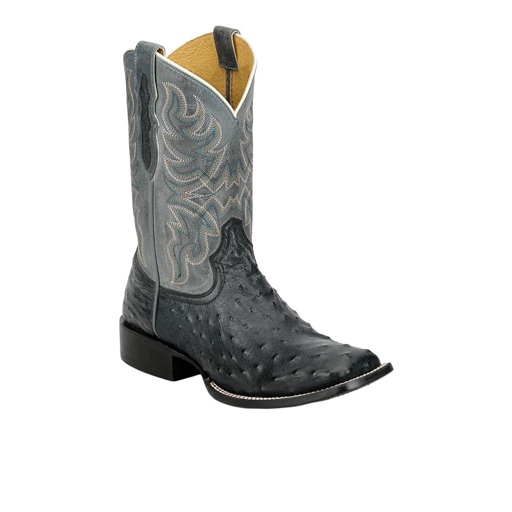 Grey Ostrich Square Toe Mid Calf Boots R450