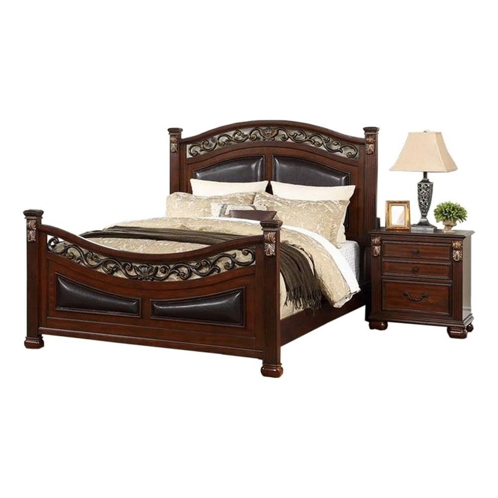 California King Bed with Arched Headboard and Curved Footboard A536