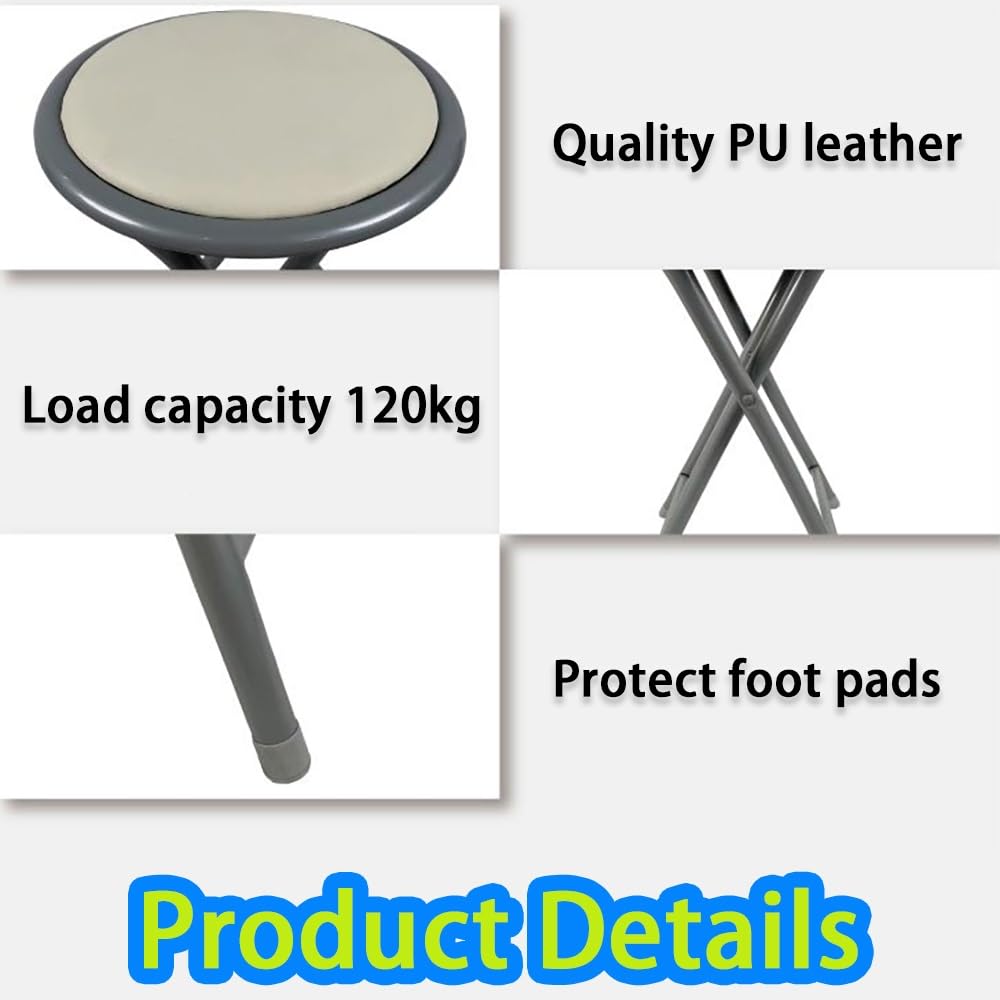 18 Inch Folding Bar Stool 2 Pcs with Footrest Black X131