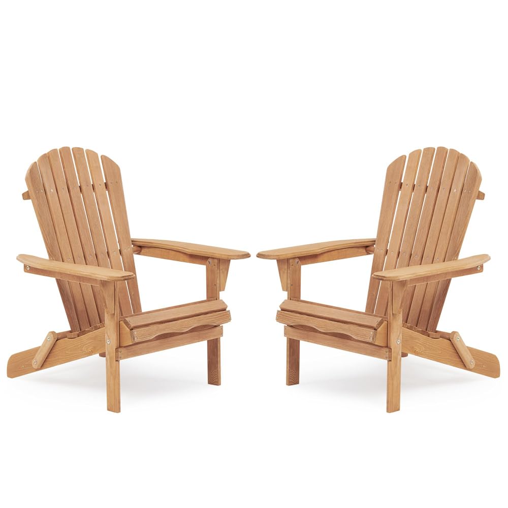 Solid Cedar Wood Folding Adirondack Chair Set of 2 Z9374