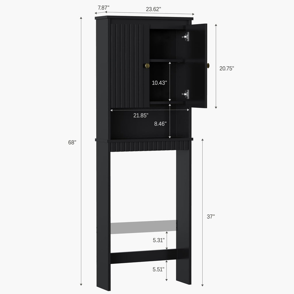 Black Over The Toilet Storage Cabinet with Adjustable Shelf Z3971