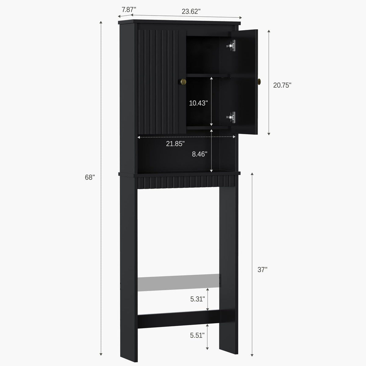 Black Over The Toilet Storage Cabinet with Adjustable Shelf Z3971