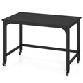 48” Mobile Computer Desk with 4 Lockable Wheels, Black Metal Frame F7912