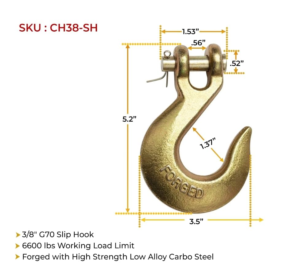 4 Pack 3/8" Grade 70 Clevis Slip Hook I5056
