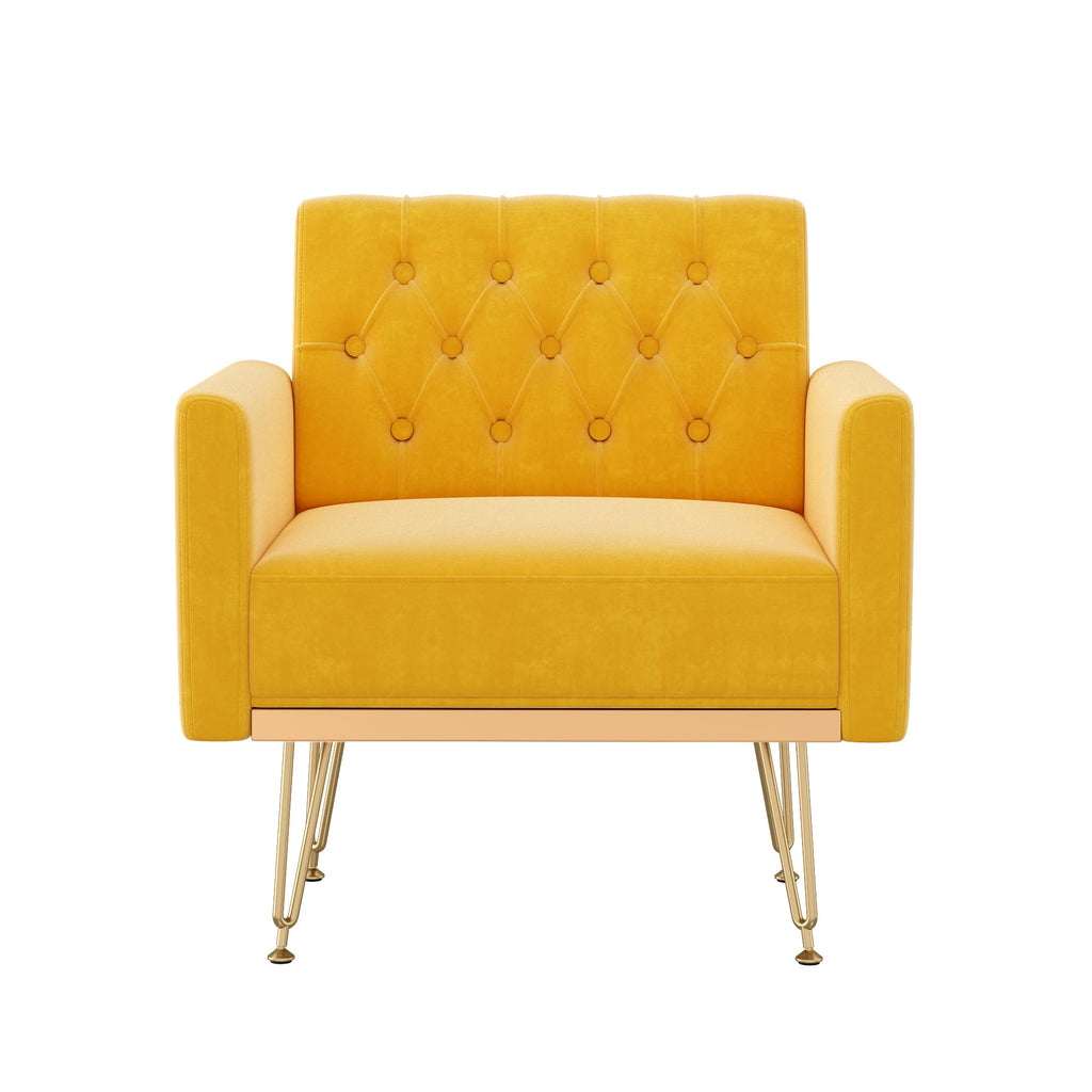 Velvet Tufted Accent Chair with Metal Legs E884812
