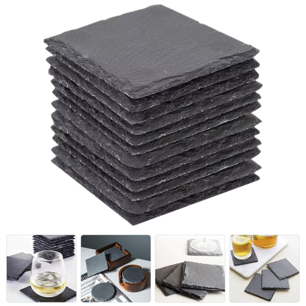 12pcs Natural Stone Coasters with Non Slip Bottom W679653
