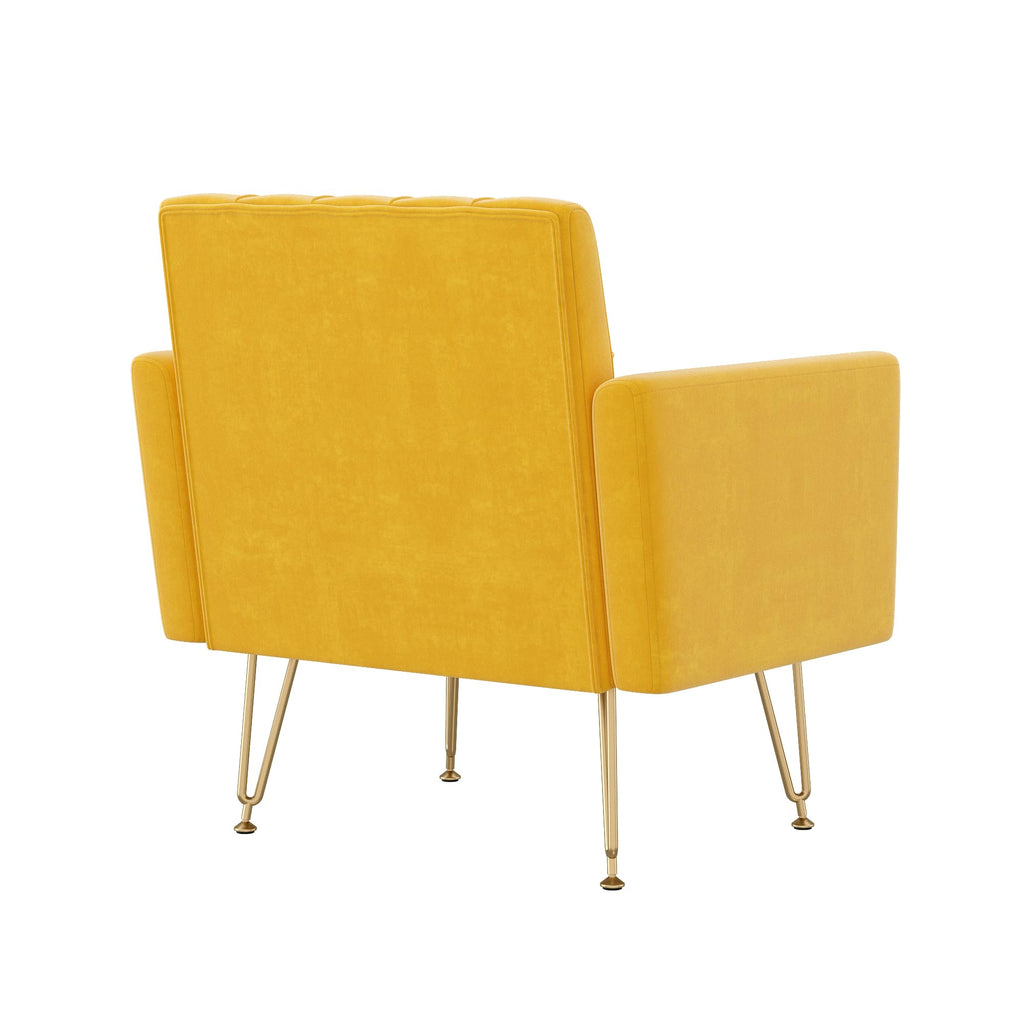 Velvet Tufted Accent Chair with Metal Legs E884812