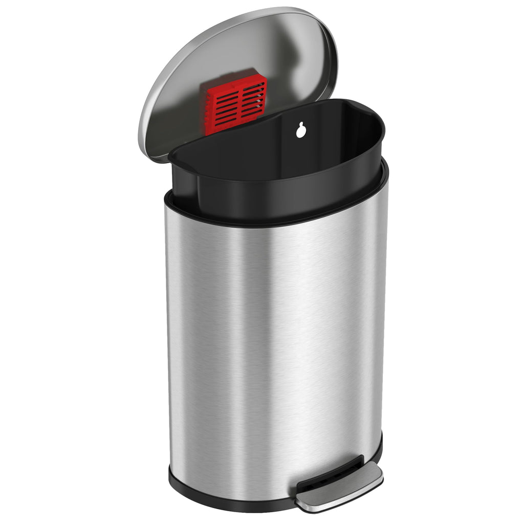 50L Stainless Steel Step Trash Can with Odor Filter and Removable Bucket X35231