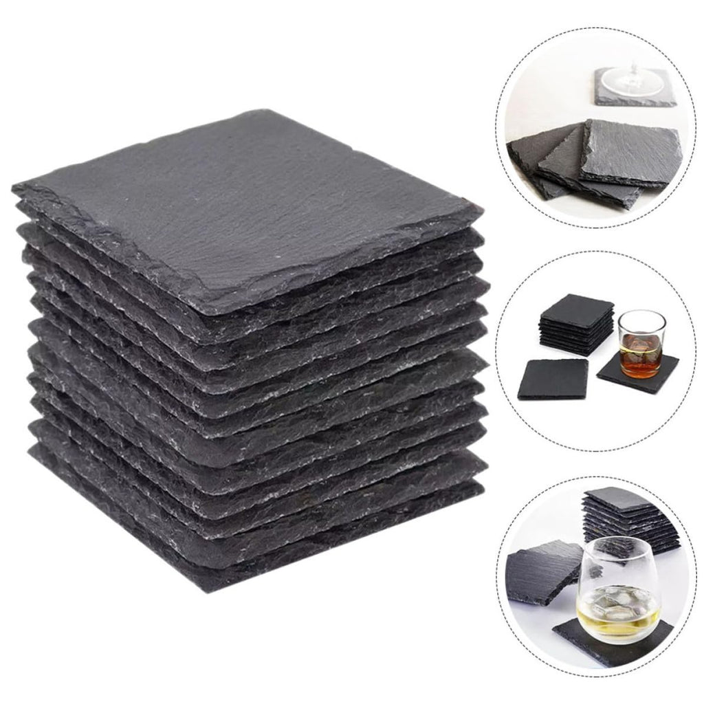 12pcs Natural Stone Coasters with Non Slip Bottom W679653