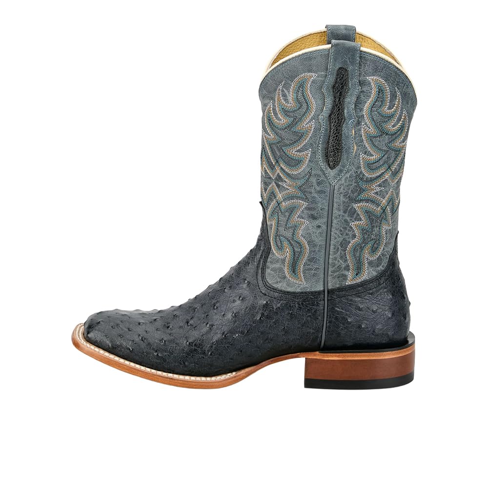 Grey Ostrich Square Toe Mid Calf Boots R450