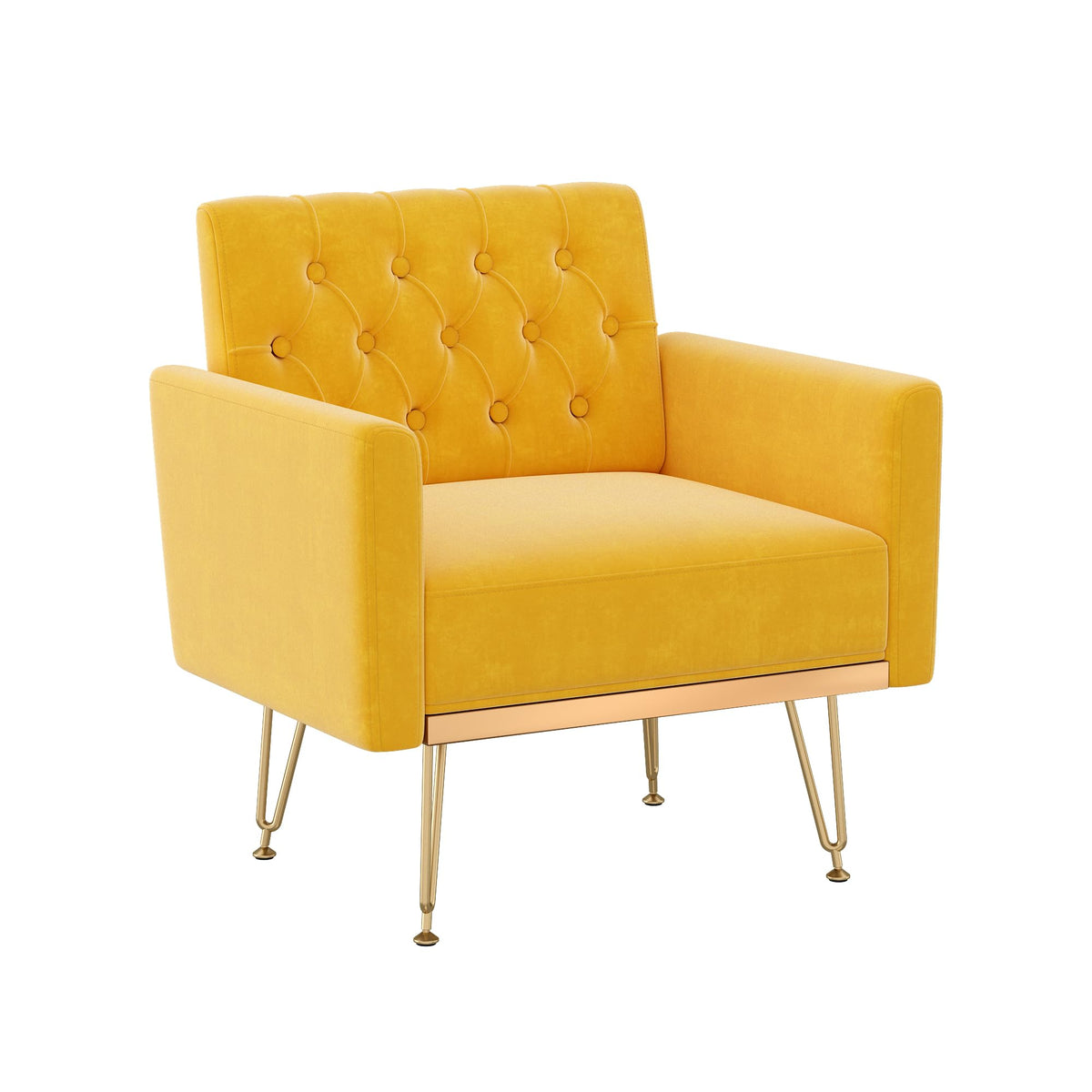 Velvet Tufted Accent Chair with Metal Legs E884812