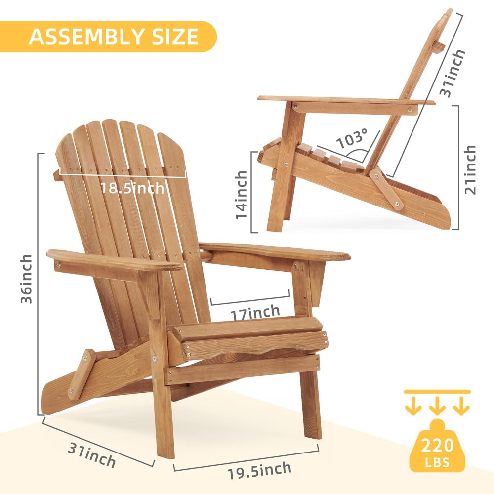 Solid Cedar Wood Folding Adirondack Chair Set of 2 Z9374