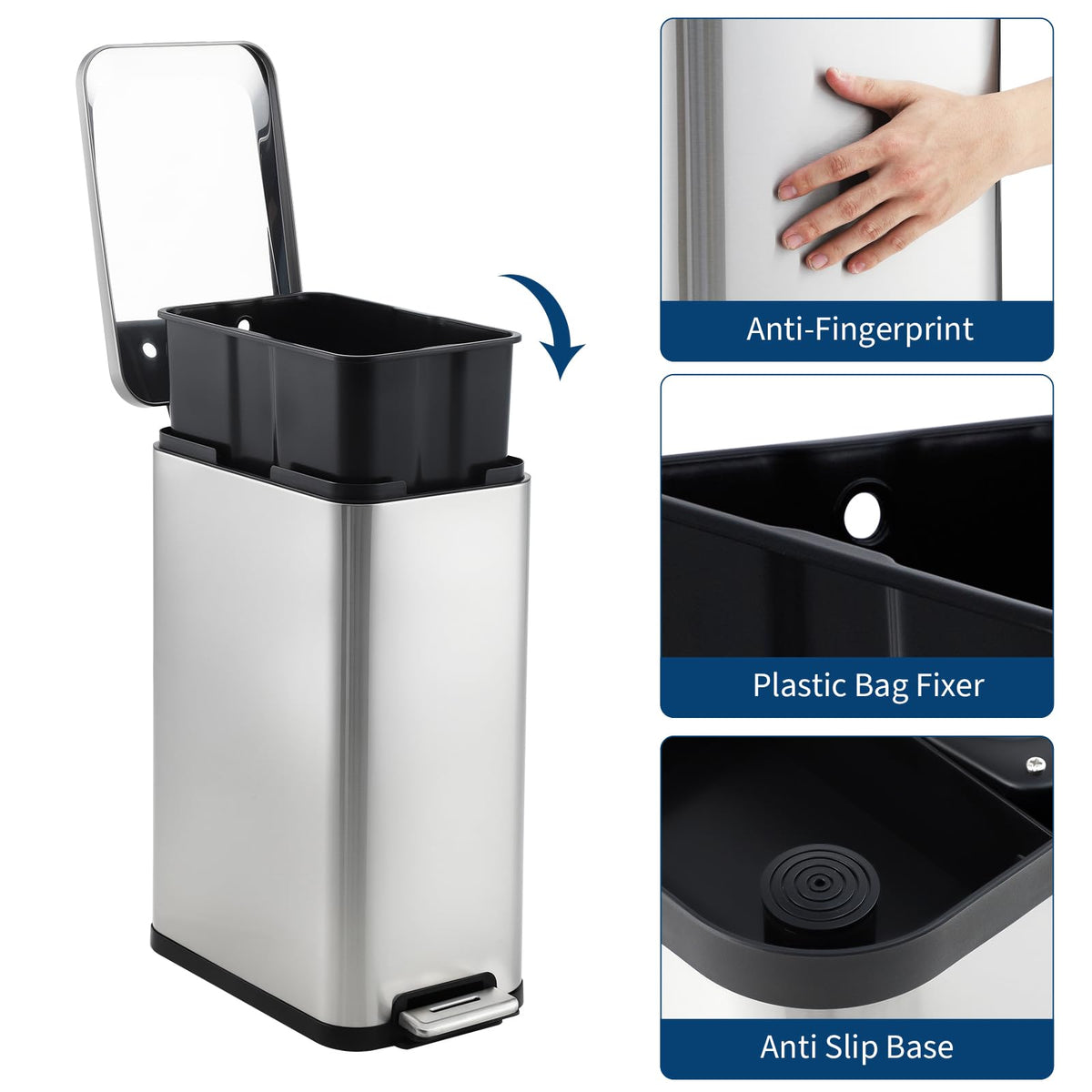 Stainless Steel Step Trash Can 13.2 Gallon G37160