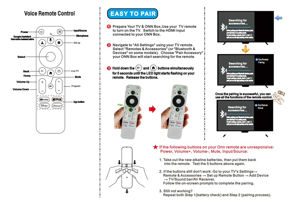 Voice Remote Control Compatible with Onn Streaming Box Y41694
