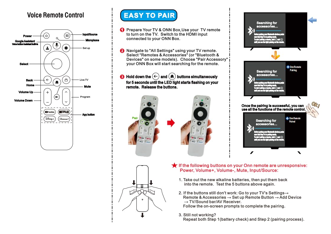 Voice Remote Control Compatible with Onn Streaming Box Y41694