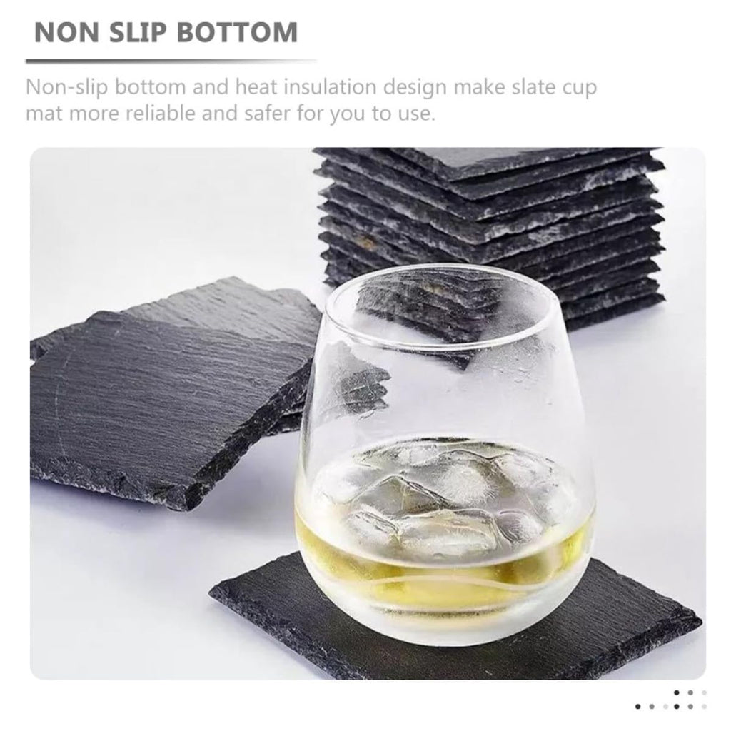 12pcs Natural Stone Coasters with Non Slip Bottom W679653