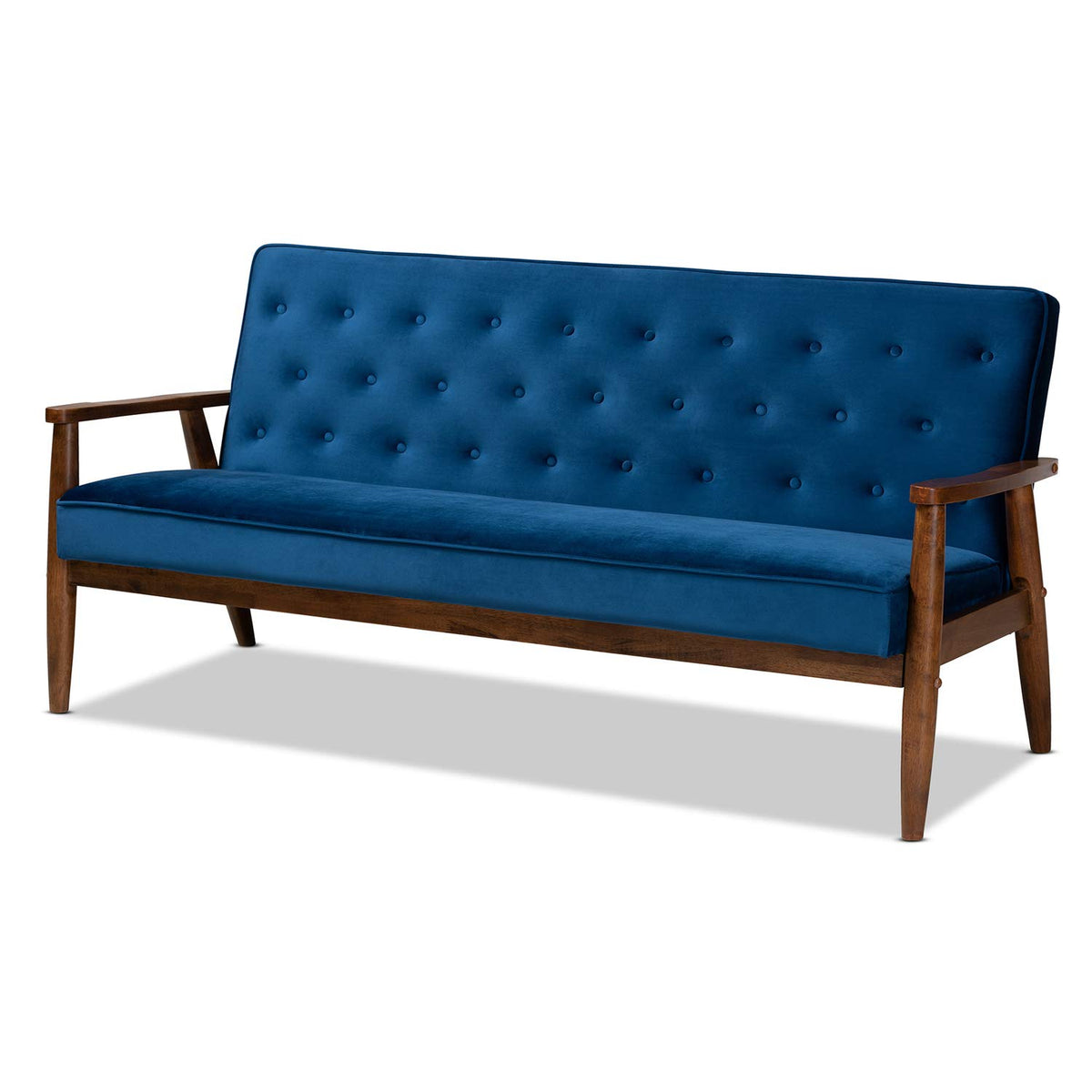 Navy Blue Velvet Upholstered 3-seater Sofa Z7723