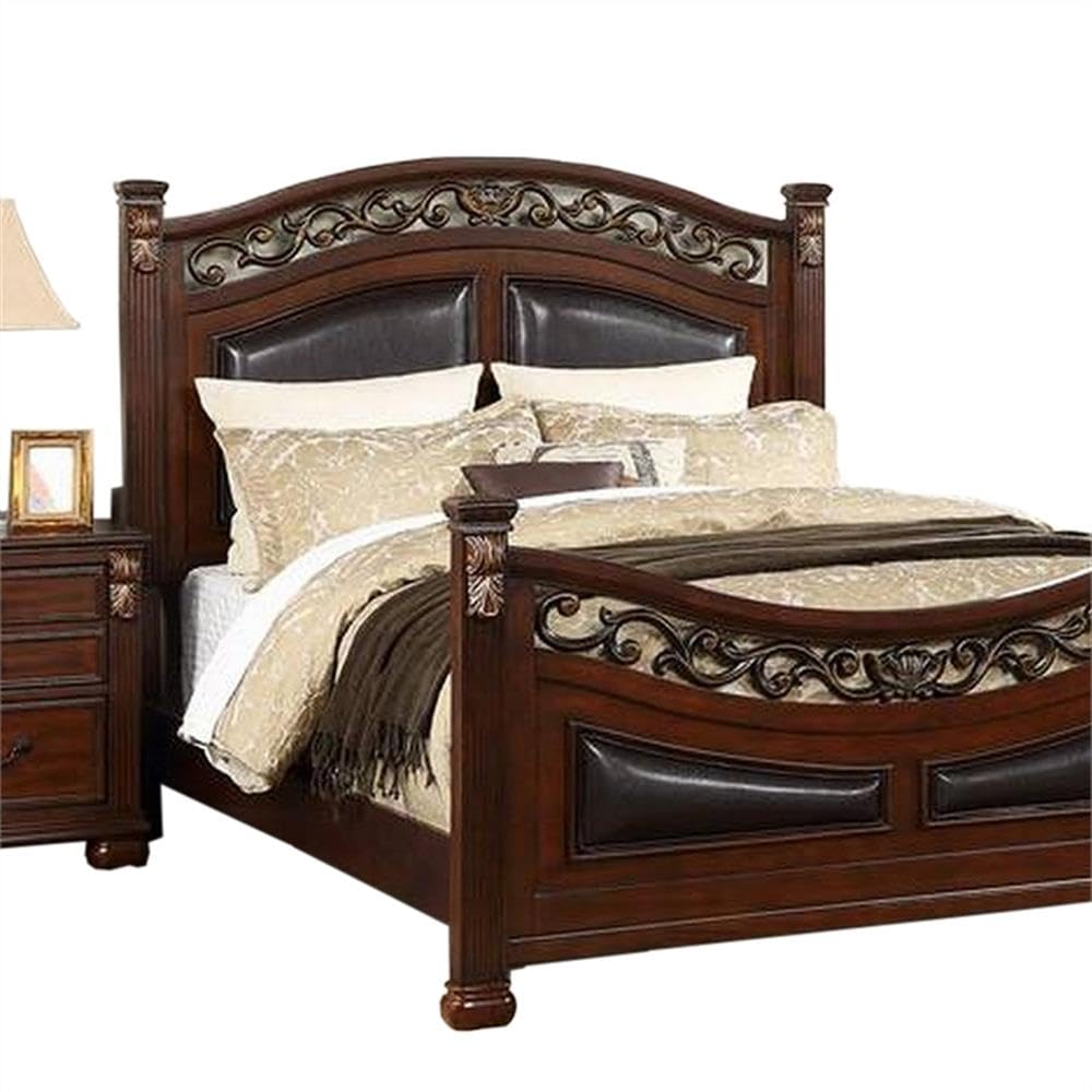 California King Bed with Arched Headboard and Curved Footboard A536