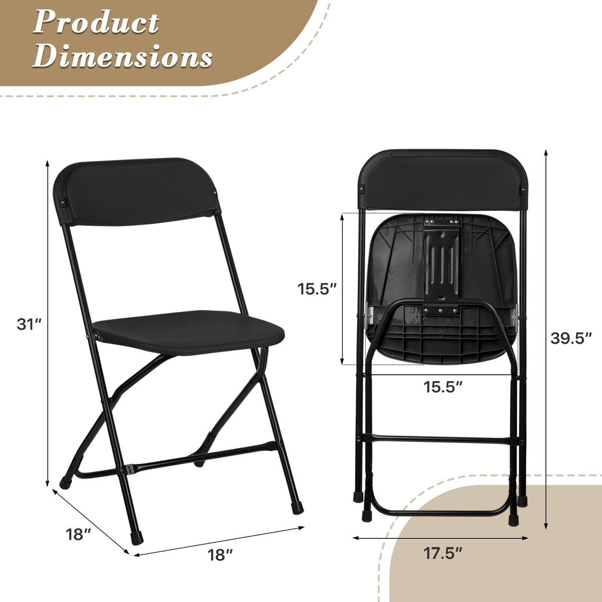 Black Plastic Folding Chairs 10 Pack T739