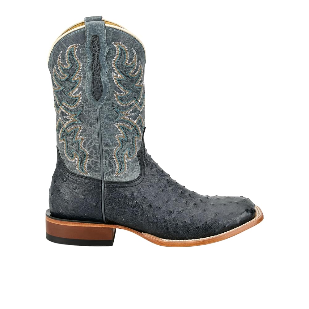 Grey Ostrich Square Toe Mid Calf Boots R450