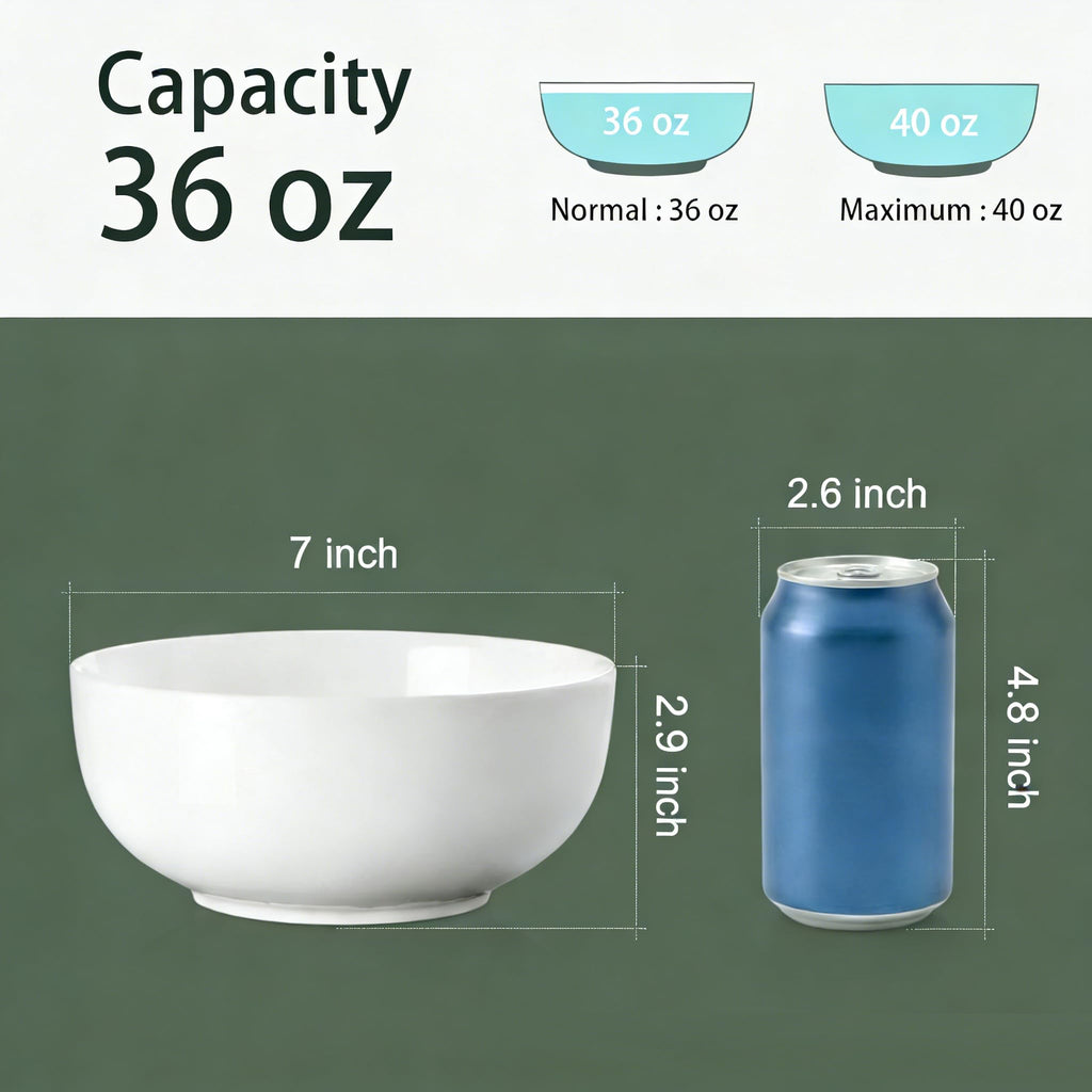 40 oz White Ceramic Bowl Set of 4 E600224