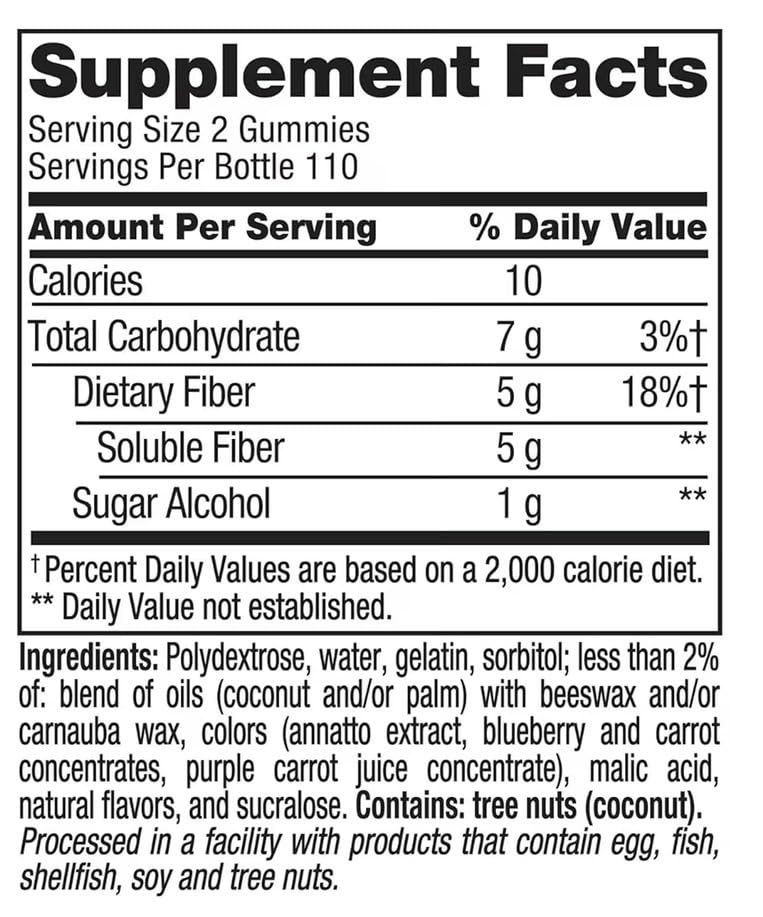 Sugar Free Fiber Gummies with Prebiotic 220 Count V8630