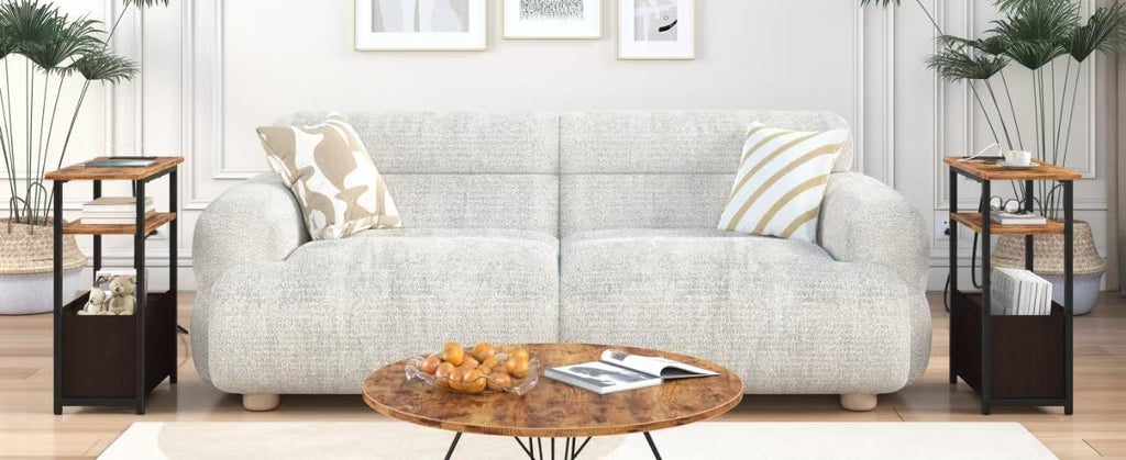 Narrow Side Table with Charging Station, 3 Tier End Table with Storage Basket N607
