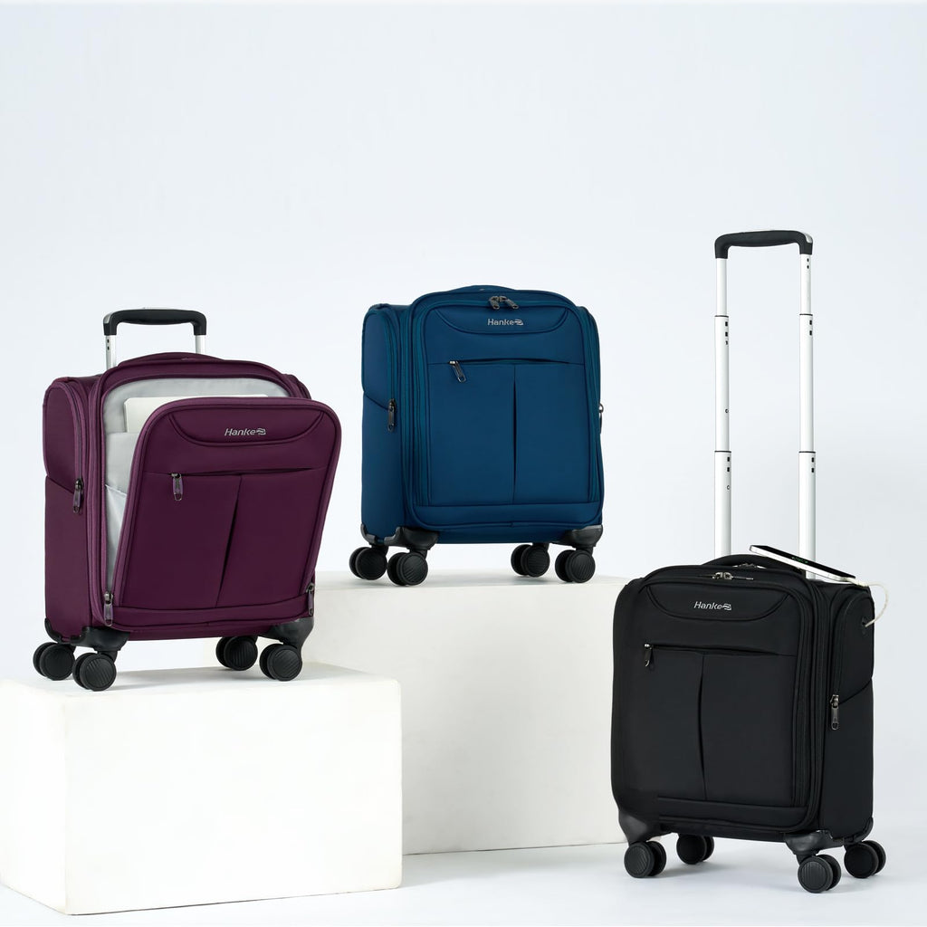 Black 16 Inch Underseat Carry On Luggage with Spinner Wheels N98879