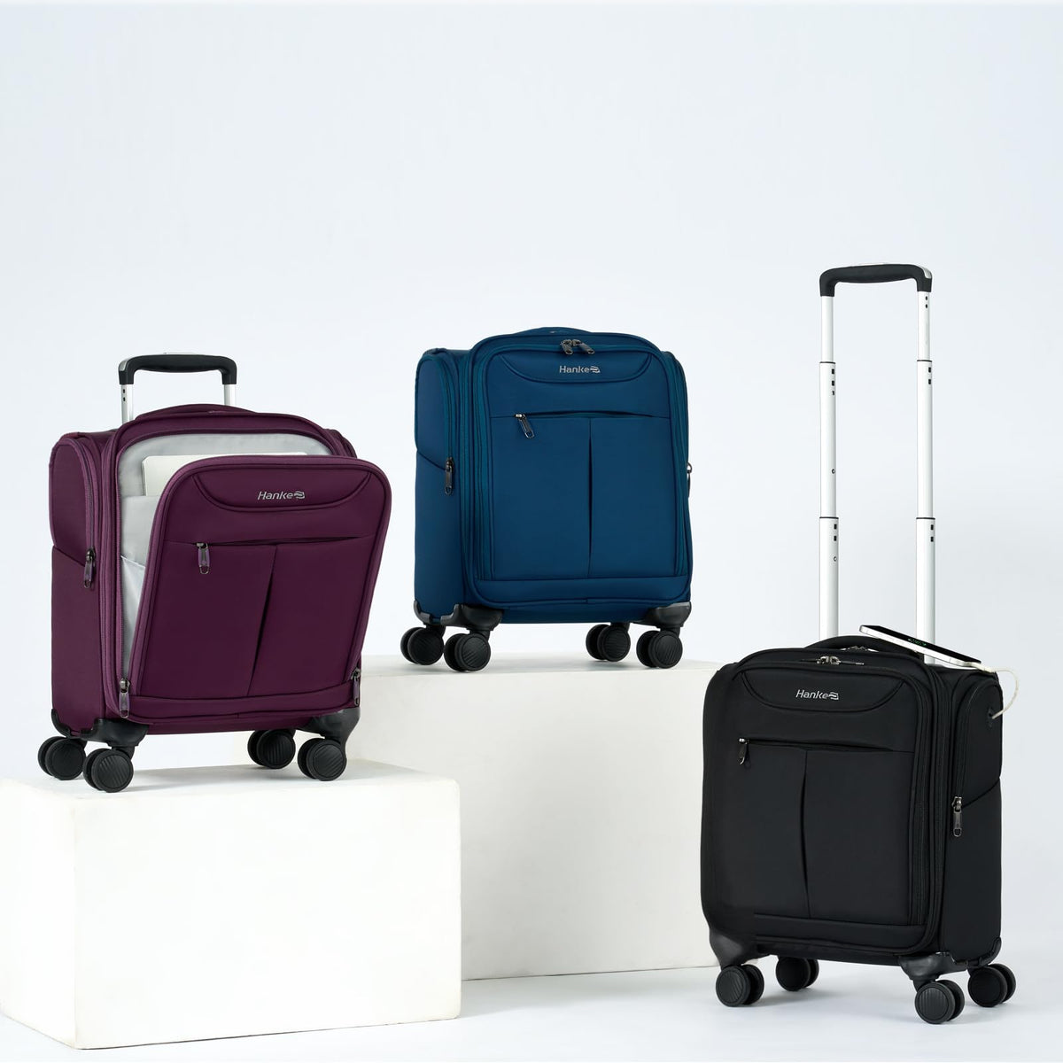 Black 16 Inch Underseat Carry On Luggage with Spinner Wheels N98879