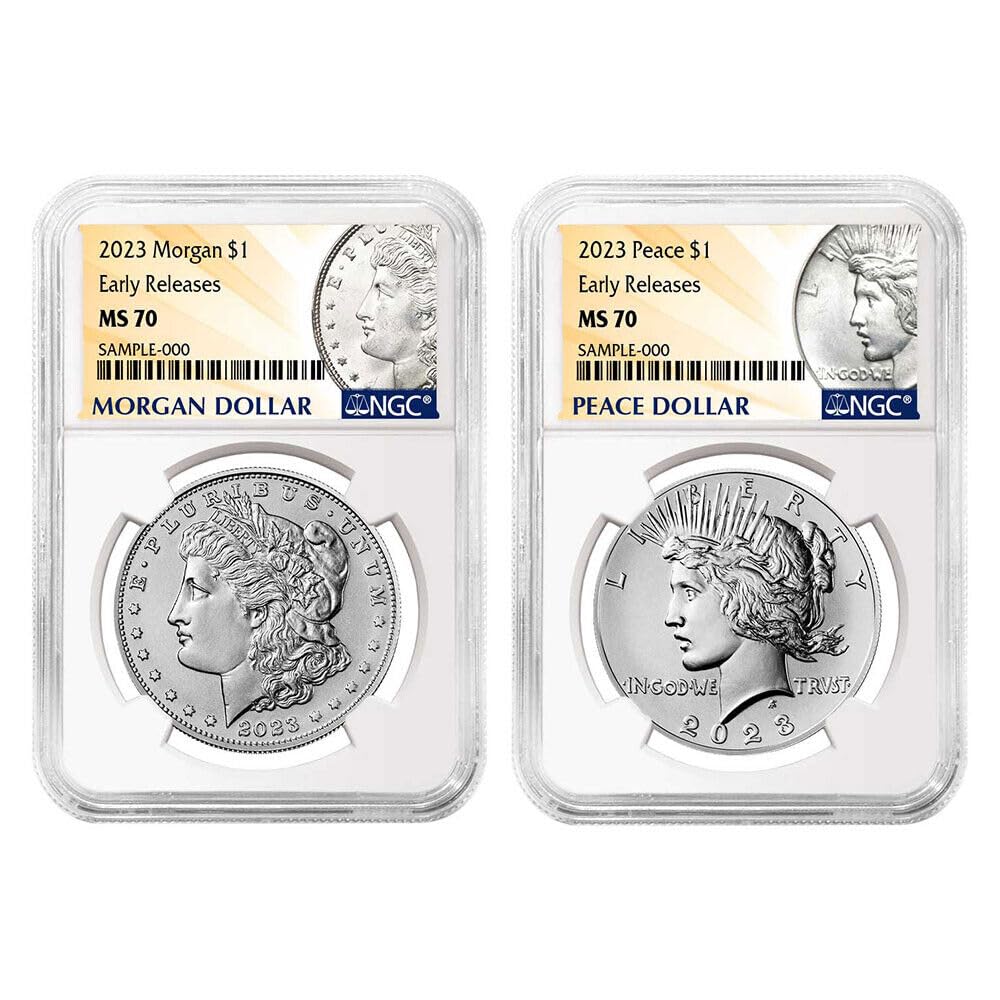 Morgan and Peace Silver Dollar 2pc Set H972403