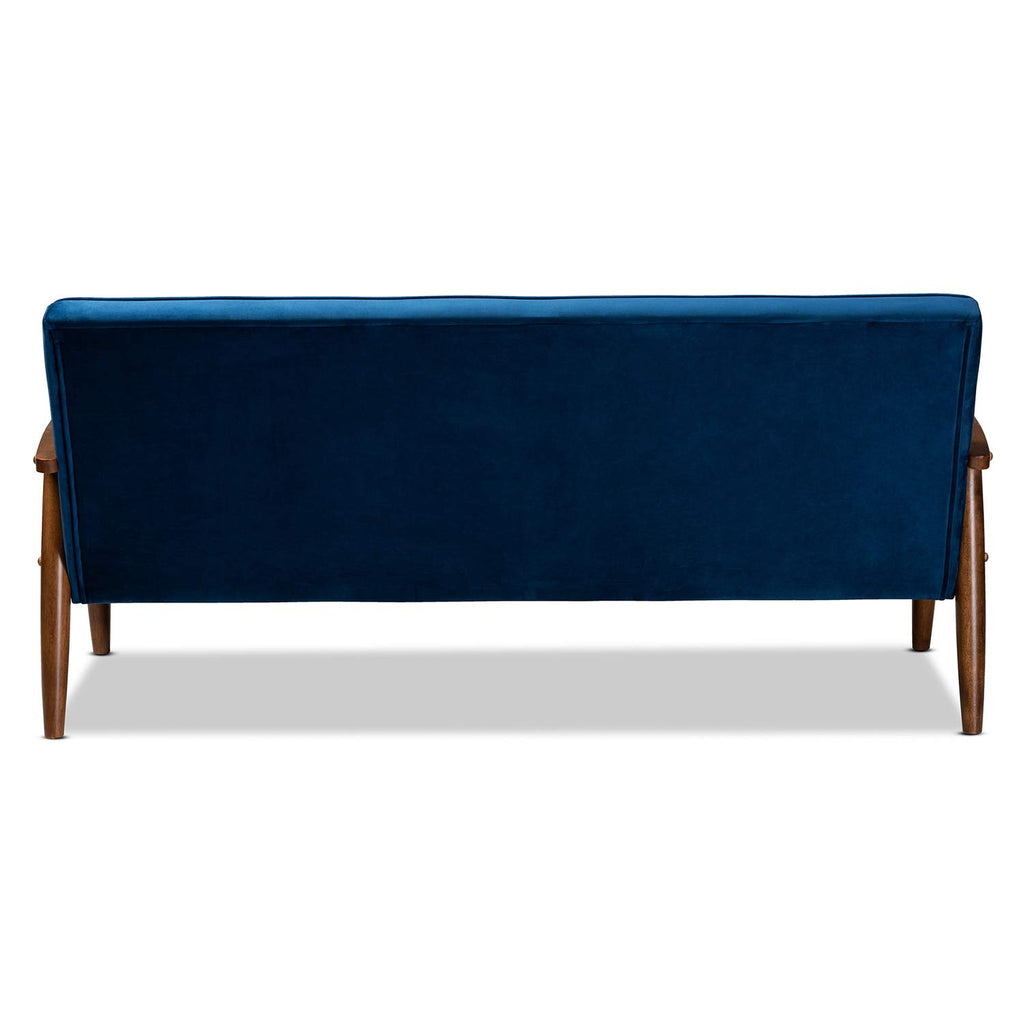 Navy Blue Velvet Upholstered 3-seater Sofa Z7723