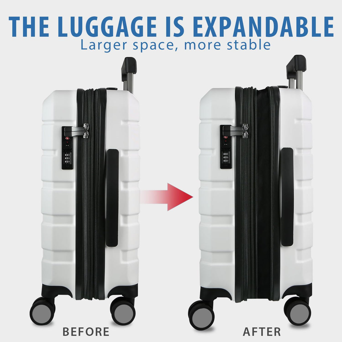Hardside Expandable Carry On Luggage with Spinner Wheels, TSA Lock, USB Port, 20-Inch, White H48738