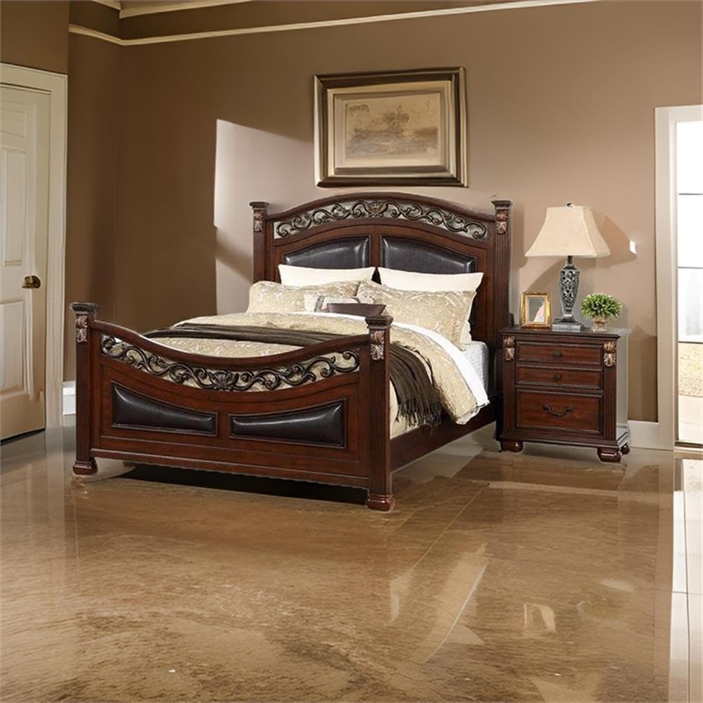 California King Bed with Arched Headboard and Curved Footboard A536