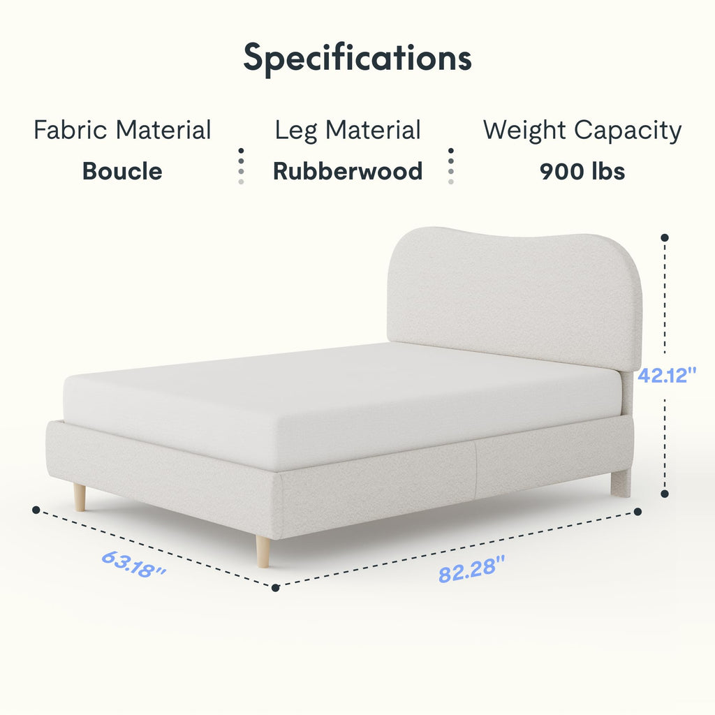 Queen Size White Boucle Bed Frame H51315