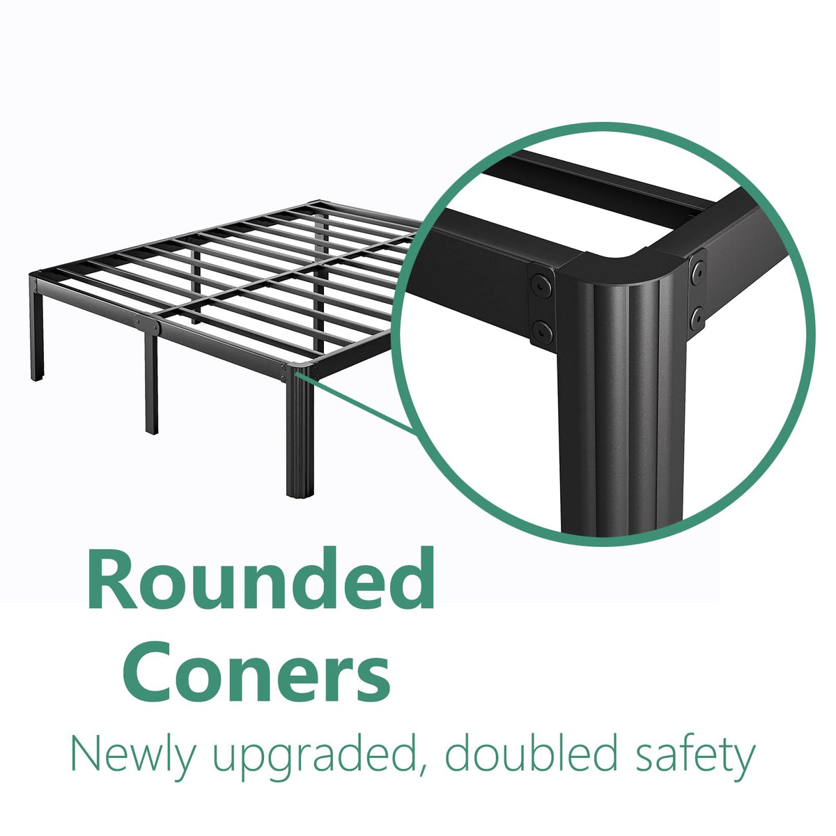 18 Inch Metal Bed Frame Queen Size Black M364783