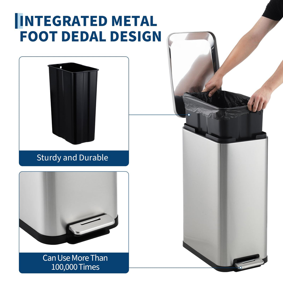 Stainless Steel Step Trash Can 13.2 Gallon G37160