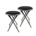 18 Inch Folding Bar Stool 2 Pcs with Footrest Black X131