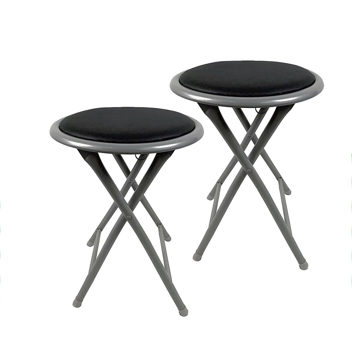 18 Inch Folding Bar Stool 2 Pcs with Footrest Black X131