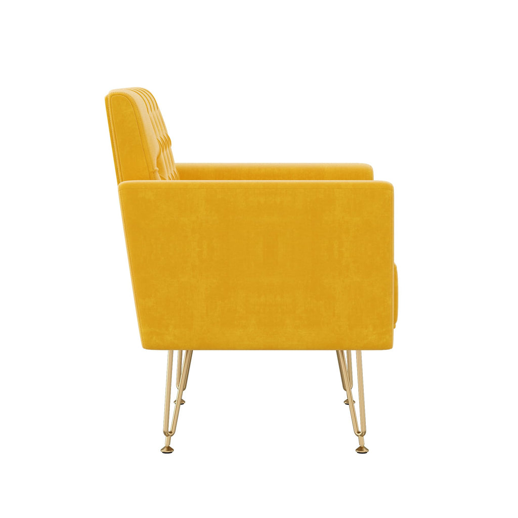 Velvet Tufted Accent Chair with Metal Legs E884812