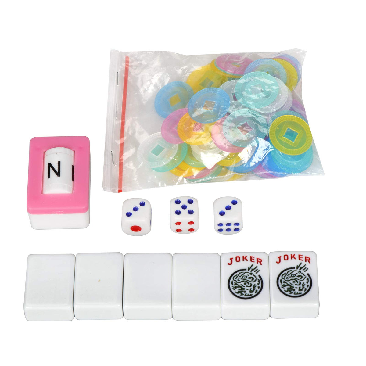 166 Tiles Mahjong Set with Racks Pushers Bag V617847