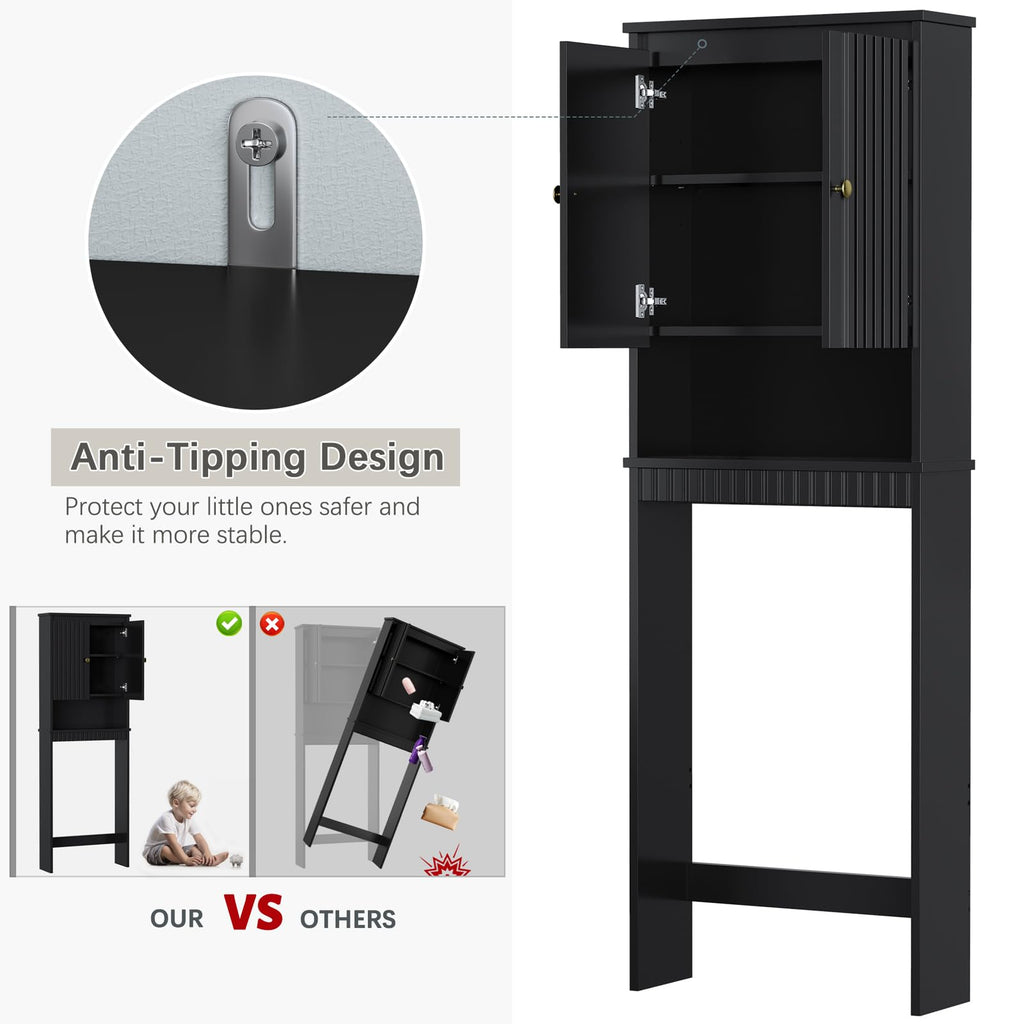 Black Over The Toilet Storage Cabinet with Adjustable Shelf Z3971