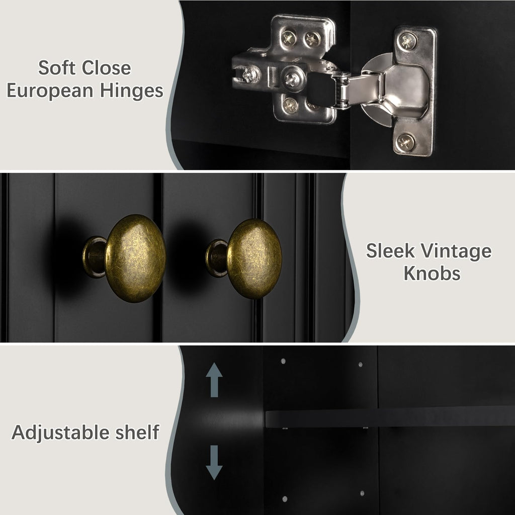 Black Over The Toilet Storage Cabinet with Adjustable Shelf Z3971