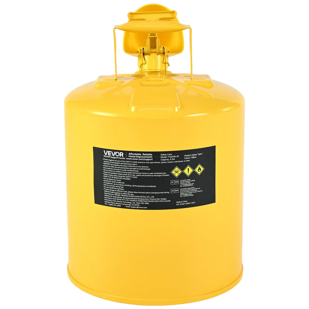 5 Gallon Type I Yellow Metal Container with Flame Arrester Q2786