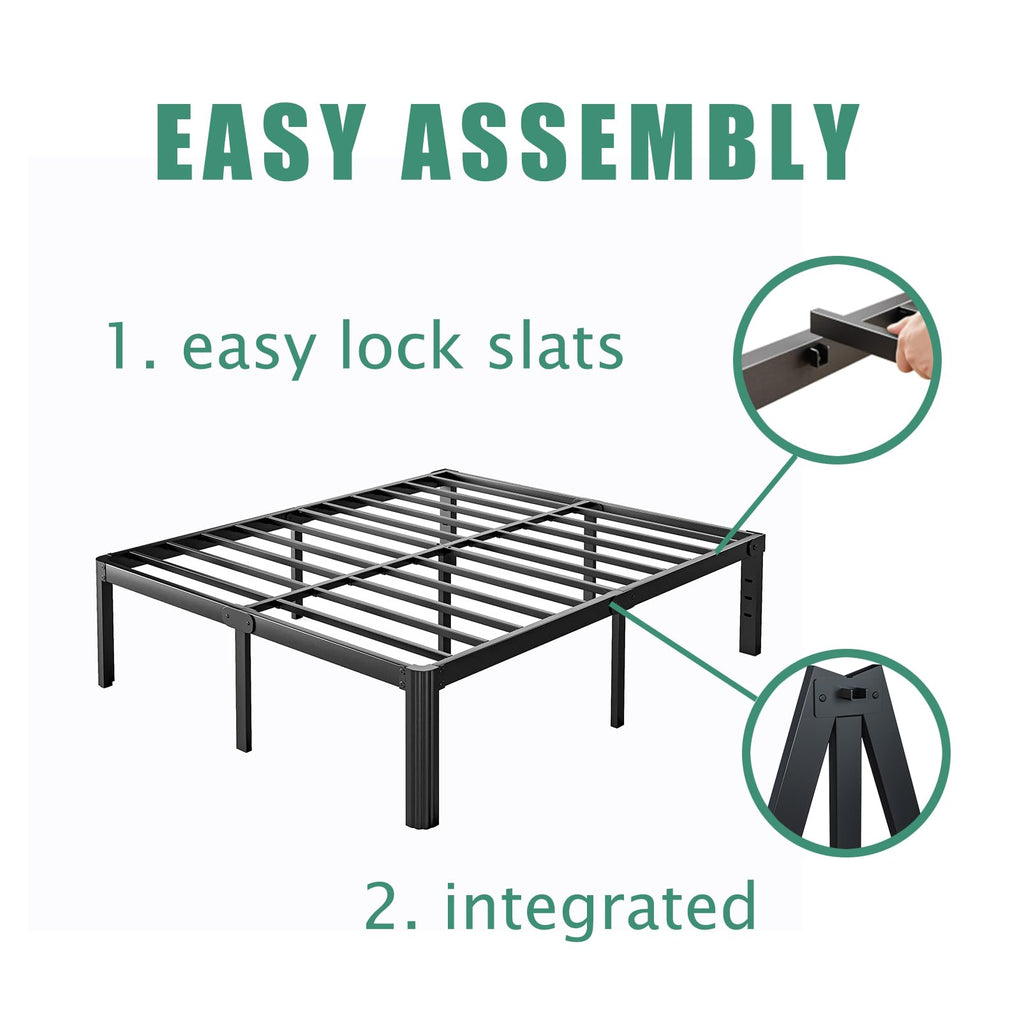 18 Inch Metal Bed Frame Queen Size Black M364783