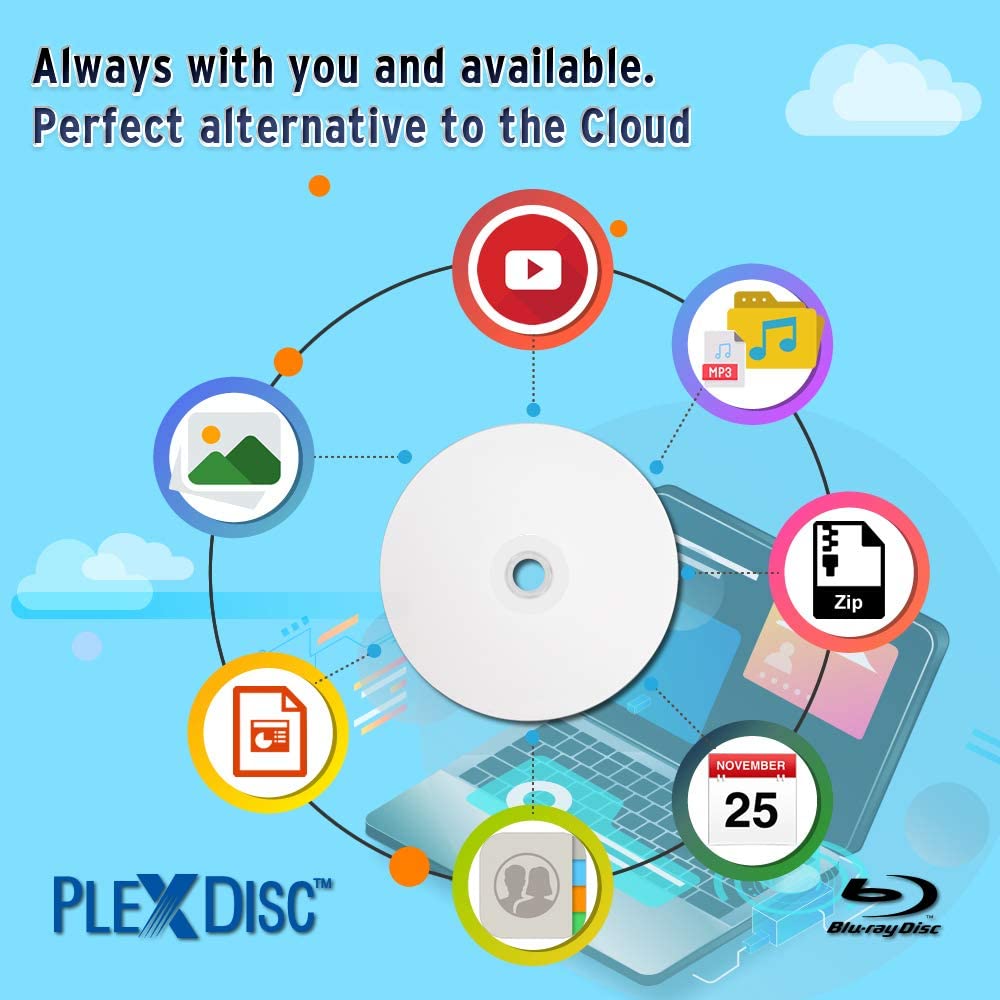 25GB White Inkjet Printable Blank Blu-ray Discs 50-Pack J54186