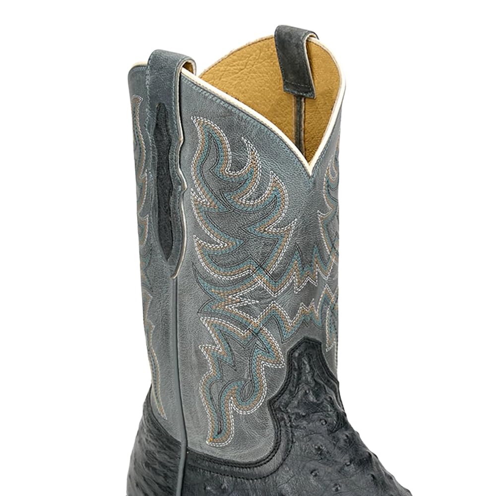 Grey Ostrich Square Toe Mid Calf Boots R450